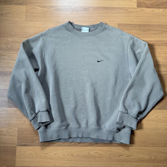 Men's Vintage Nike Clay Brown Essential Fleece Crewneck Pullover Sweatshirt Sz M - Picture 1 of 7